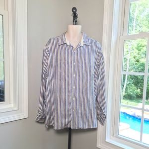 Tommy Bahama Silk Shirt Button Down Long Sleeve Striped  ~ Men’s Large EUC!
